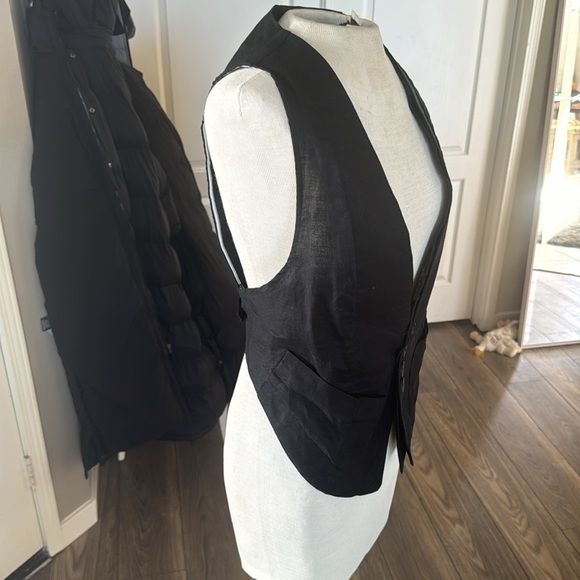 Linen black sexy funky open vest size medium - Picture 1 of 12